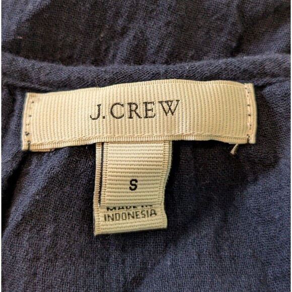J Crew Size S Blouse Gauzy Navy Blue Tunic Button Relaxed Casual Coastal Preppy - Picture 6 of 9